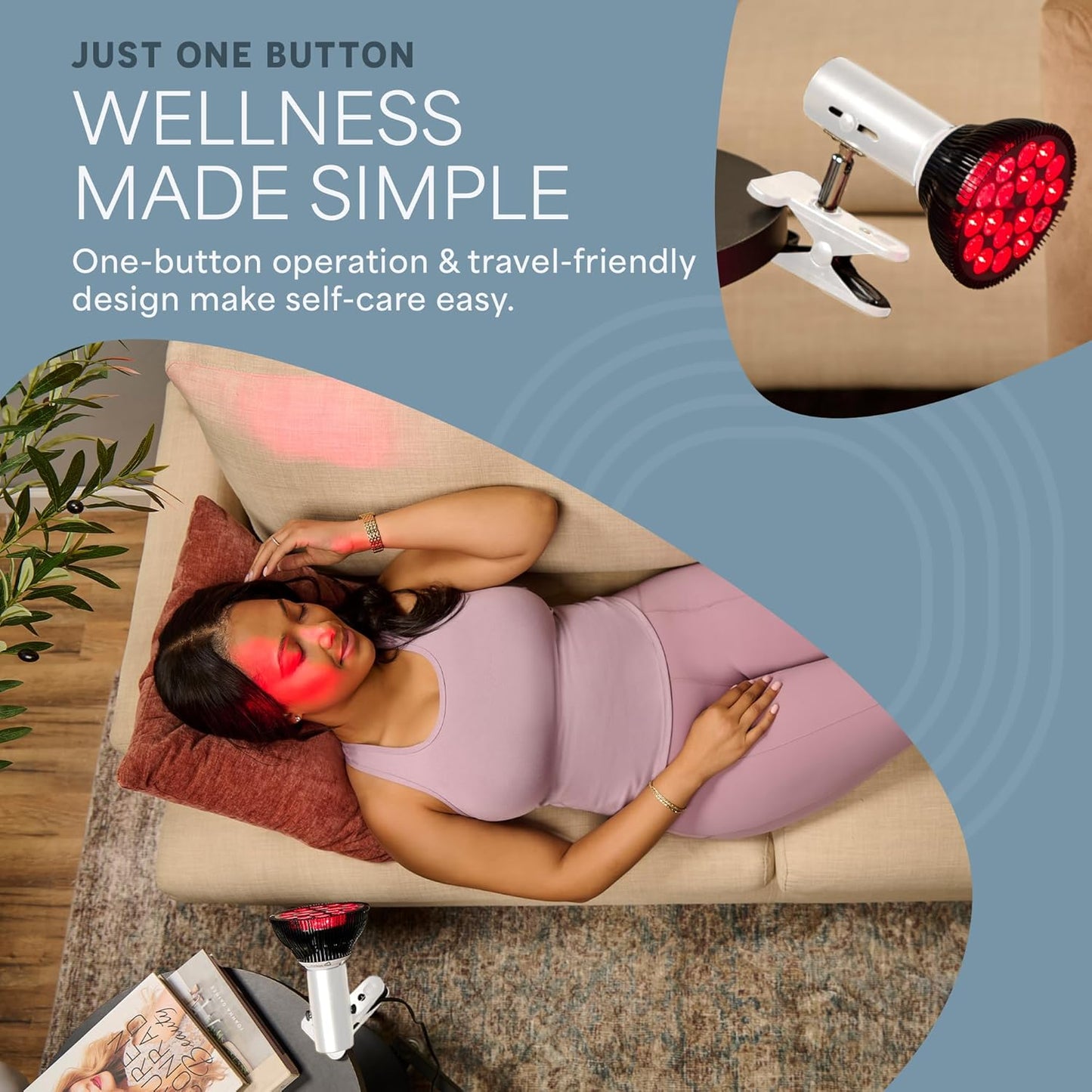 Infraglow NIR & Red Light Therapy Lamp - Infrared Red Light Therapy Bulb with 18 Leds & Clip-On Lamp - At-Home Red Light Therapy for Body, Chronic Pain Relief, Skin Wellness, & Recovery