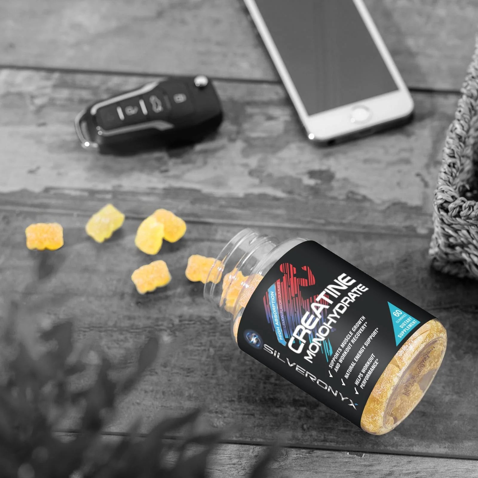 Creatine Monohydrate Gummies 2000Mg - Best Micronized, Sugar Free Creatine Chewables for Men & Women - Supports Lean Muscle, Strength, Energy, & Endurance - Non-Gmo, Gluten Free - 60 Lemon Gummies