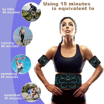 Ab Toning Belt Muscle Toner EMS Electronic Muscle Stimulator Fitness Training Equipment Abdomen Arm Body Shaping USB Rechargeble