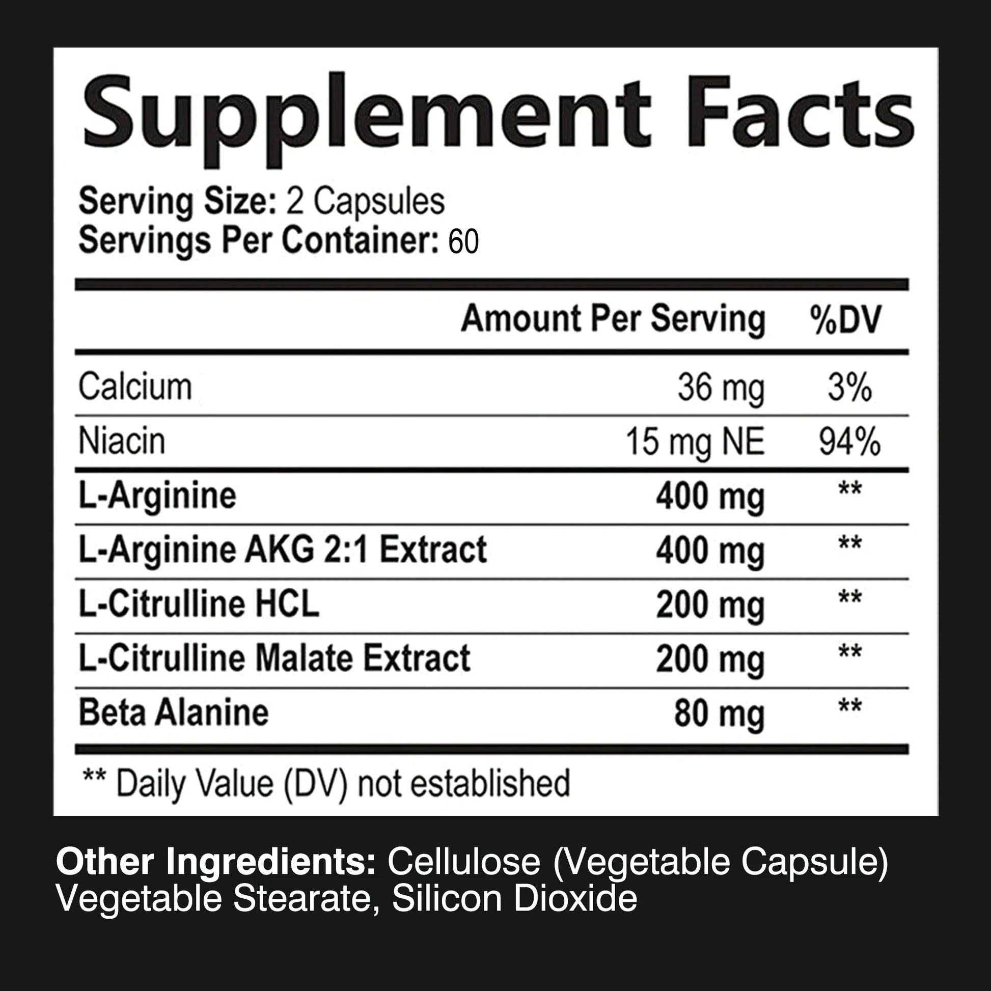 Nitric Oxide Supplement - Calcium, L-Arginine - Men'S Health Supplement -120 Capsules