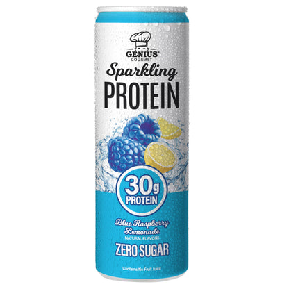 Genius Gourmet Sparkling Clear 30G Protein, Blue Raspberry Lemonade, 12 Fl Oz, 15-Pack