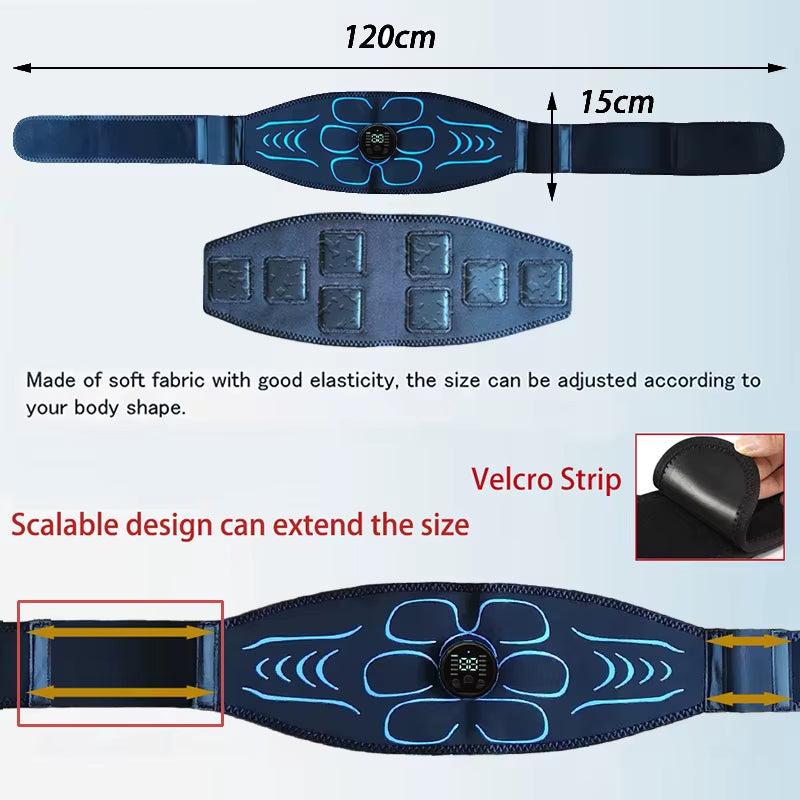 Ab Toning Belt Muscle Toner EMS Electronic Muscle Stimulator Fitness Training Equipment Abdomen Arm Body Shaping USB Rechargeble