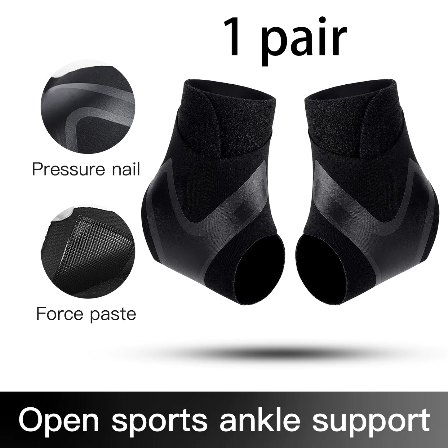 2PC Adjustable Ankle Support Pad Ankle Sleeve Pressure Anti-Spinning Elastic Breathable Support Fitness Sports Safety Prevention