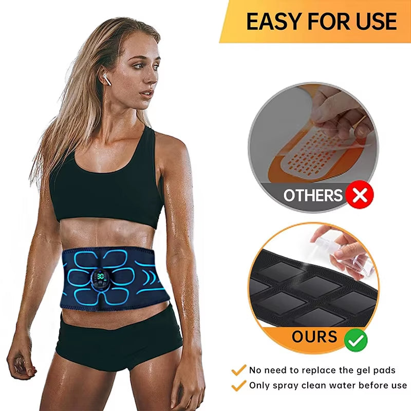 Ab Toning Belt Muscle Toner EMS Electronic Muscle Stimulator Fitness Training Equipment Abdomen Arm Body Shaping USB Rechargeble