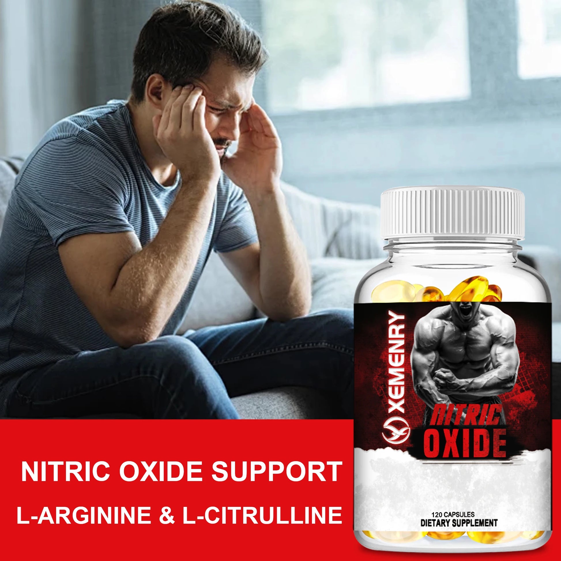 Nitric Oxide Supplement - Calcium, L-Arginine - Men'S Health Supplement -120 Capsules