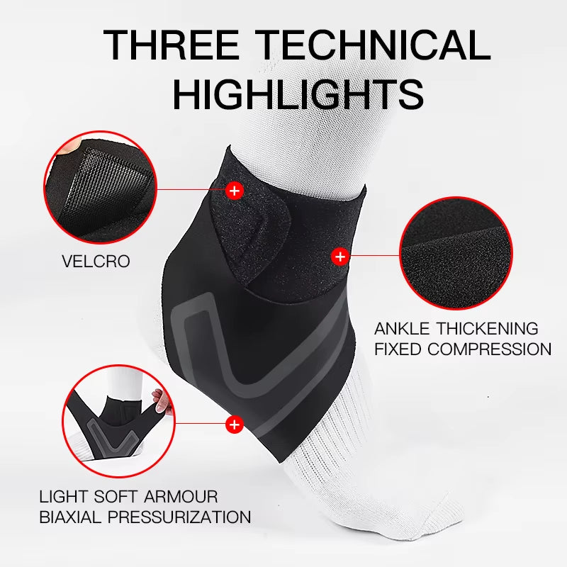2PC Adjustable Ankle Support Pad Ankle Sleeve Pressure Anti-Spinning Elastic Breathable Support Fitness Sports Safety Prevention