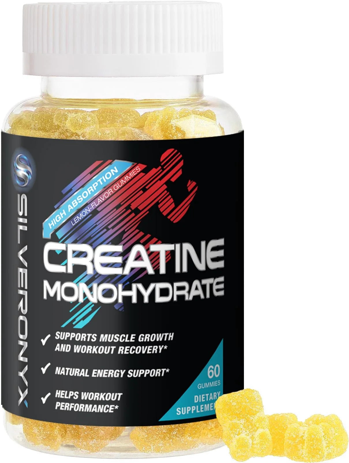 Creatine Monohydrate Gummies 2000Mg - Best Micronized, Sugar Free Creatine Chewables for Men & Women - Supports Lean Muscle, Strength, Energy, & Endurance - Non-Gmo, Gluten Free - 60 Lemon Gummies