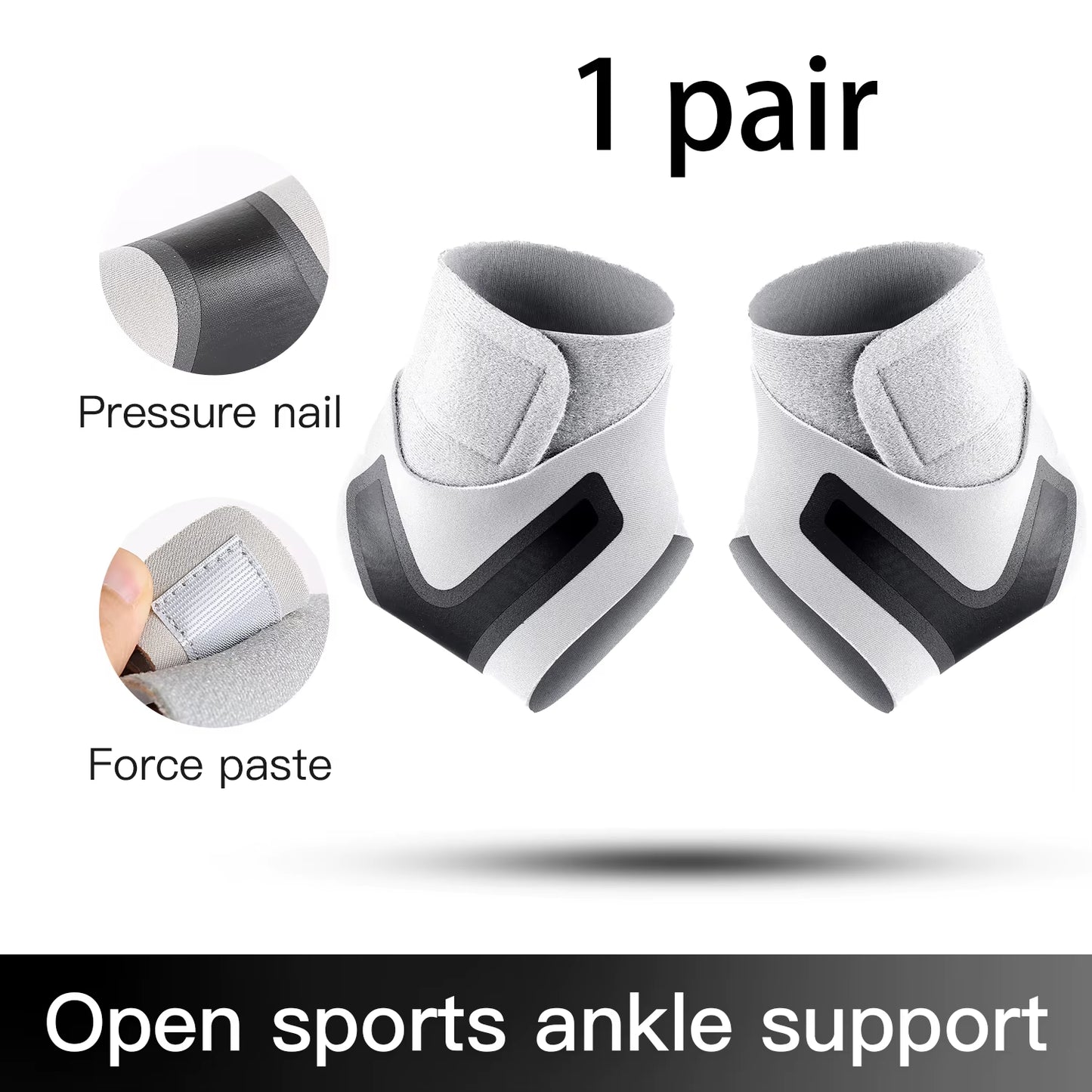 2PC Adjustable Ankle Support Pad Ankle Sleeve Pressure Anti-Spinning Elastic Breathable Support Fitness Sports Safety Prevention