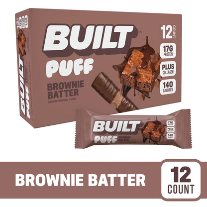 Puff Protein Snack Bars, 17G Protein, Brownie Batter, Gluten Free - 12 Pack