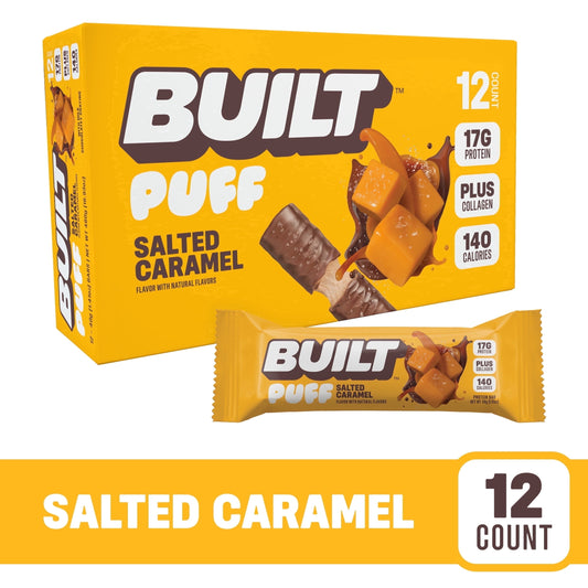Puff Protein Snack Bars, 17G Protein, Salted Caramel, Gluten Free - 12 Pack