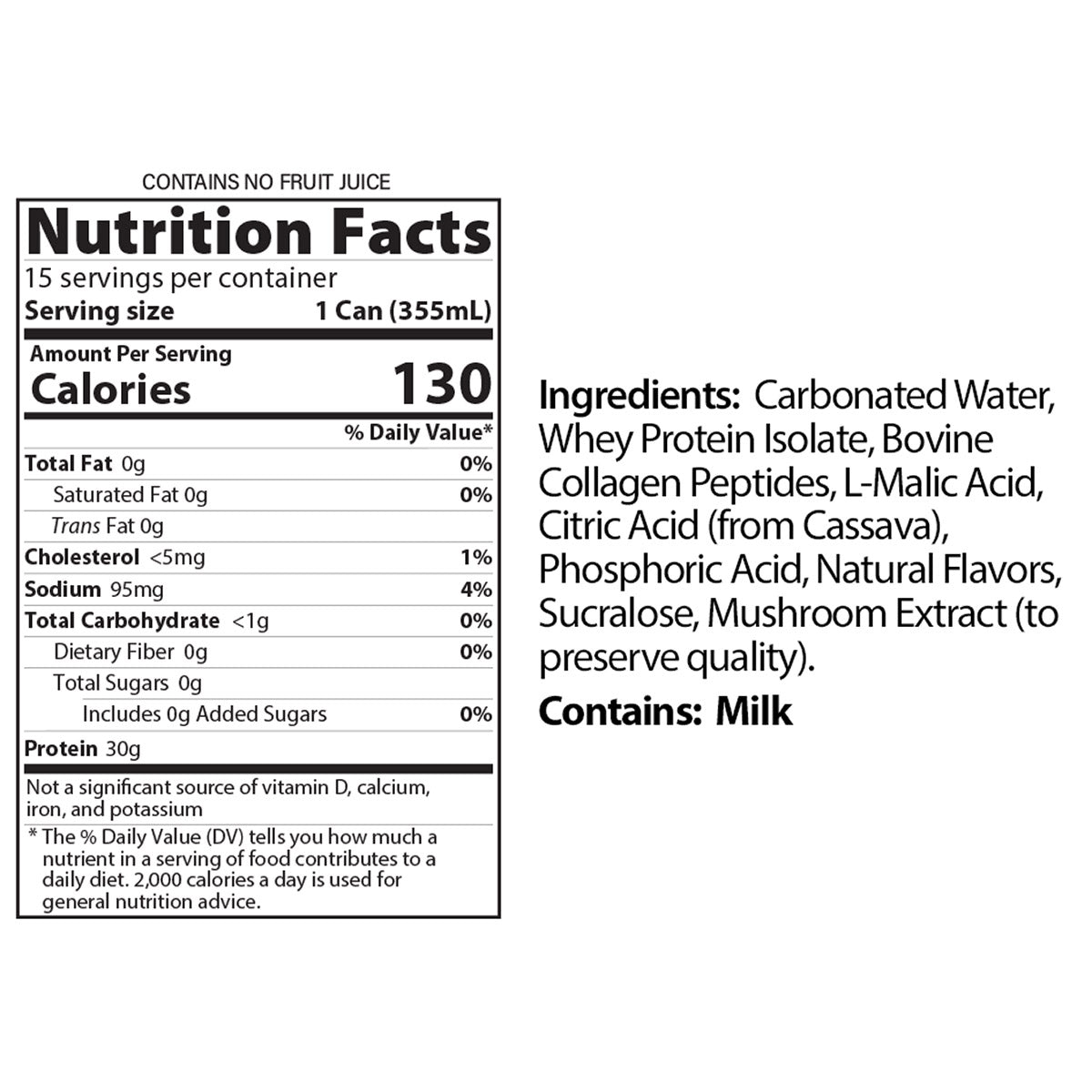 Genius Gourmet Sparkling Clear 30G Protein, Blue Raspberry Lemonade, 12 Fl Oz, 15-Pack