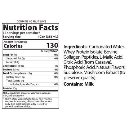 Genius Gourmet Sparkling Clear 30G Protein, Blue Raspberry Lemonade, 12 Fl Oz, 15-Pack