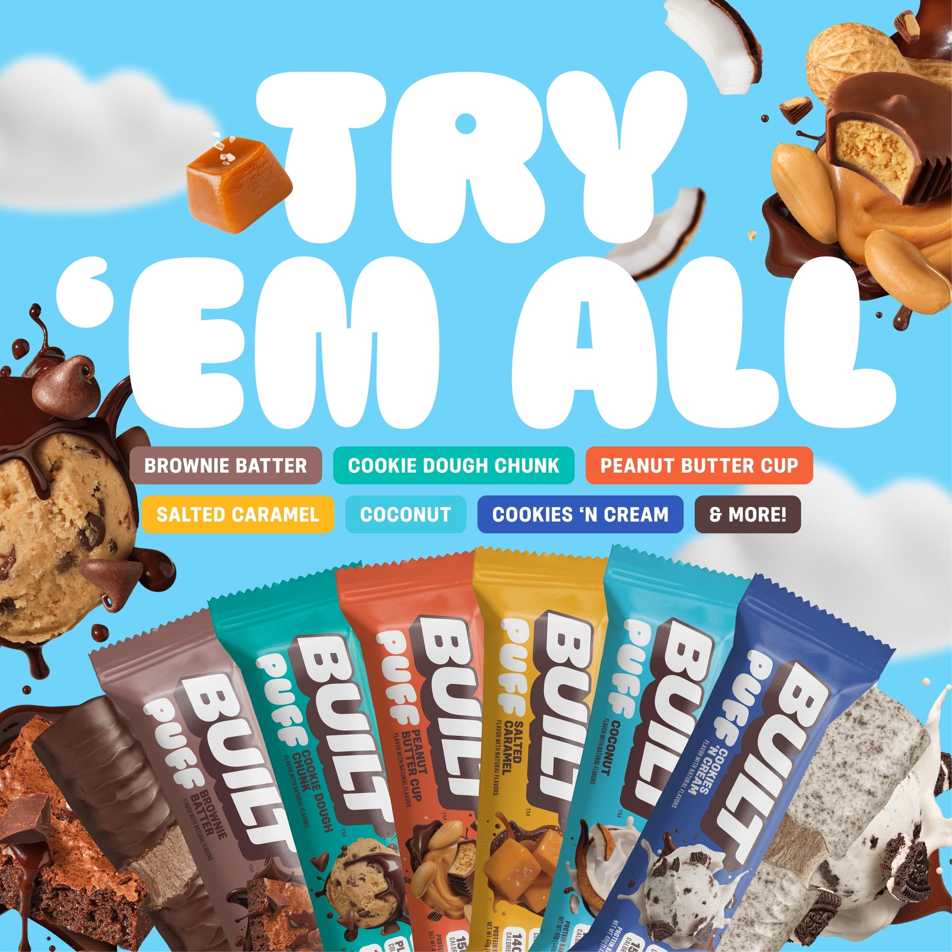 Puff Protein Snack Bars, 17G Protein, Brownie Batter, Gluten Free - 12 Pack