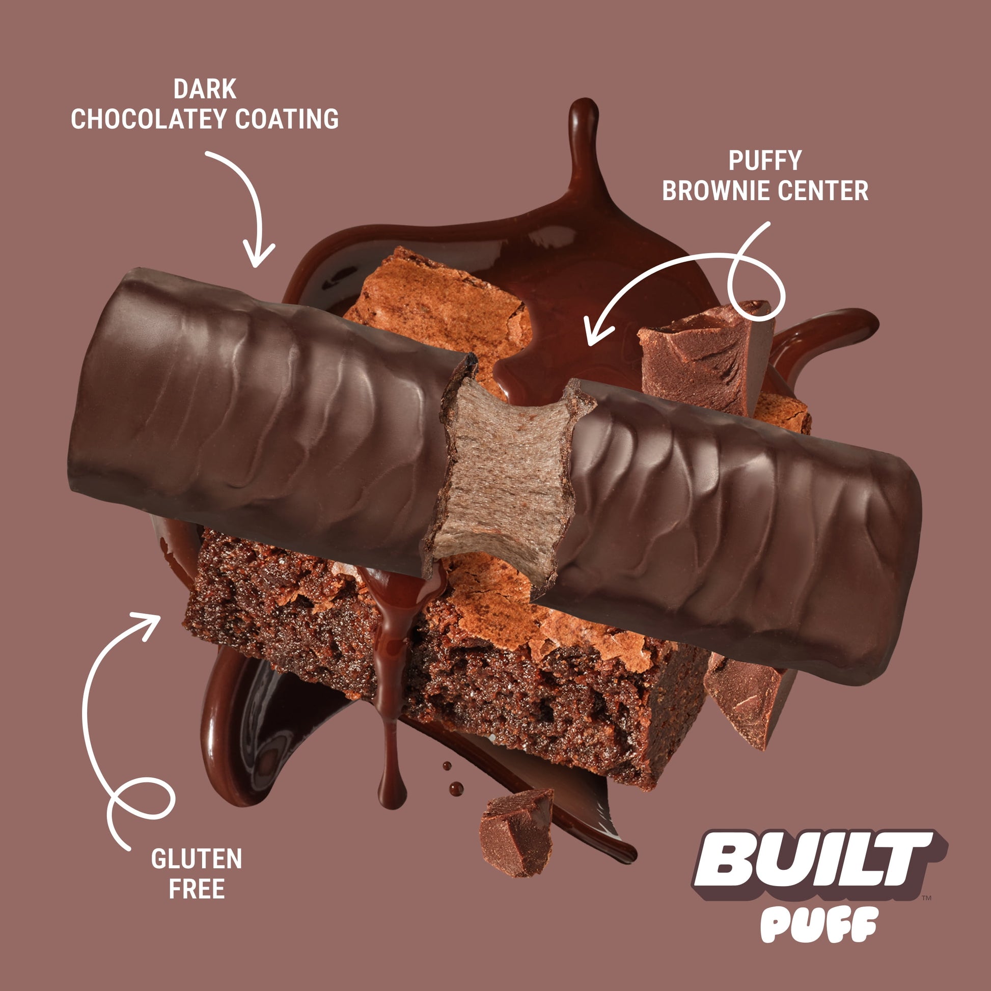 Puff Protein Snack Bars, 17G Protein, Brownie Batter, Gluten Free - 12 Pack