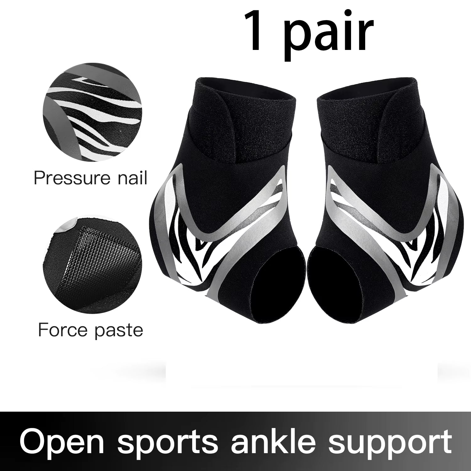 2PC Adjustable Ankle Support Pad Ankle Sleeve Pressure Anti-Spinning Elastic Breathable Support Fitness Sports Safety Prevention