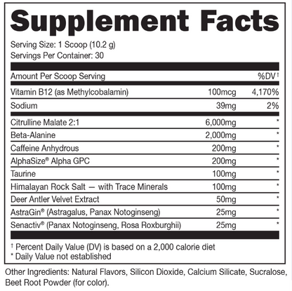 Bucked Up Pre-Workout - Energy, Performance & Focus - 30 Servings